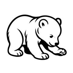 Obraz premium Cute Baby Bear Cub Outline Icon Vector - Symbol for Wildlife, Animal Mascot, and Woodland Fauna