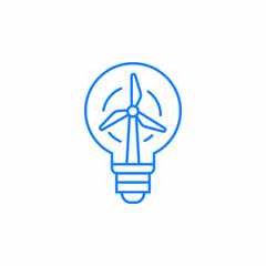lightbulb wind turbine wind green energy for electricity generation icon sign vector