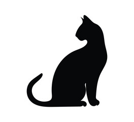 Mysterious Cat Silhouette: A sleek black cat silhouette, its form elegant and enigmatic, sits gracefully, its silhouette hinting at a world of feline mystery and charm.