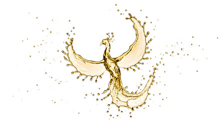 Obraz premium Golden Phoenix Liquid Splash Artistic Creation Symbolizing Rebirth and Transformation