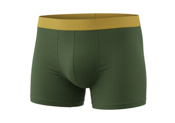 Men s green boxer briefs isolated on white, comfortable underwear for everyday wear and active...