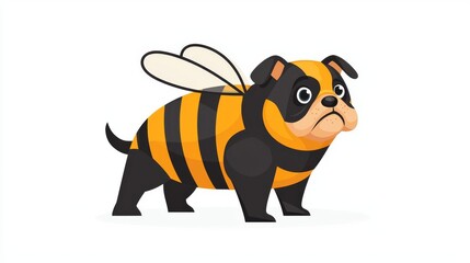 Obraz premium A playful illustration of a dog dressed as a bee, featuring bright colors and a whimsical design.