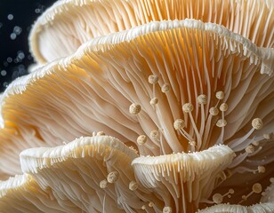 Closeup View of Beautiful, Delicate, Orange-White Mushroom.