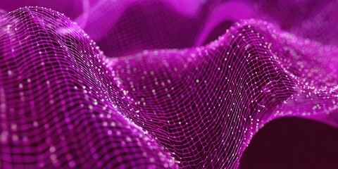 Abstract image of a pink, wave-like structure with connected nodes