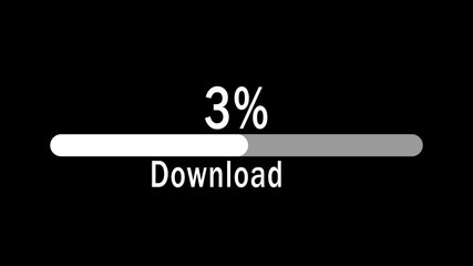 white Download Progress Bar Animation | Loading Transfer from 0 to 5% Percent.