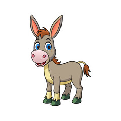 cute donkey vector illustration, white background
