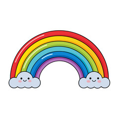 vector of a rainbow with small clouds