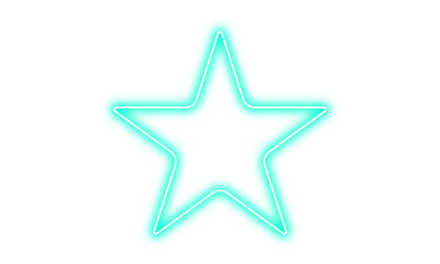 Glowing blue neon star icon, futuristic bright electric symbol isolated on transparent background