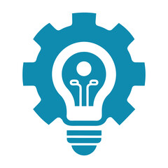 Technology innovation gear bulb icon symbol for engineering creativity business idea clean vector illustration design
