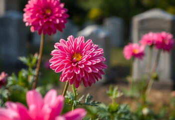 Obraz premium Chrysanthemum Flower In The Cemetery