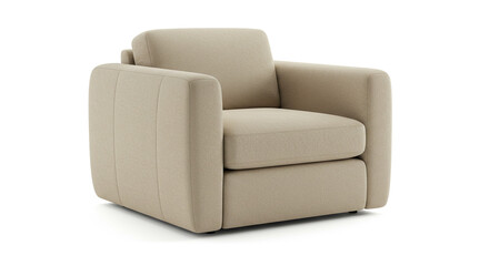 Beige Armchair in Modern Minimalist Style with Soft Cream Color and Fabric Upholstery for Home Interior