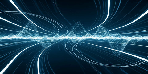 Obraz premium Abstract blue lines pattern with fractal light and motion wave design for a digital energy texture illustration