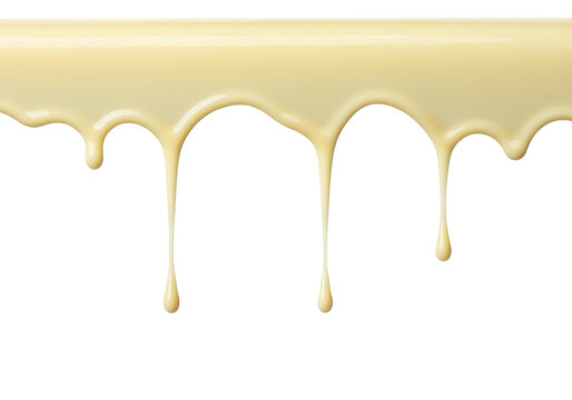 Creamy white chocolate sauce dripping isolated on transparent background, sweet dessert topping for confectionery and baking - Powered by Adobe