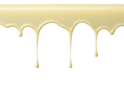 Creamy white chocolate sauce dripping isolated on transparent background, sweet dessert topping for confectionery and baking - Powered by Adobe