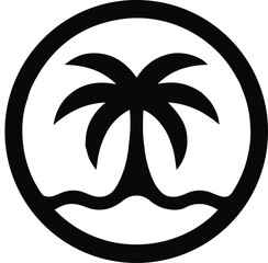 A logo design black silhouette of a palm tree
