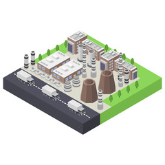 Obraz premium Nuclear power plant isometric