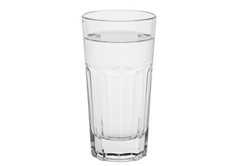 Tall clear glass of water isolated, refreshing drink in transparent container for beverage and hydration