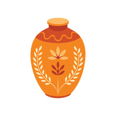 Decorative Pottery Jar With Floral Engravings