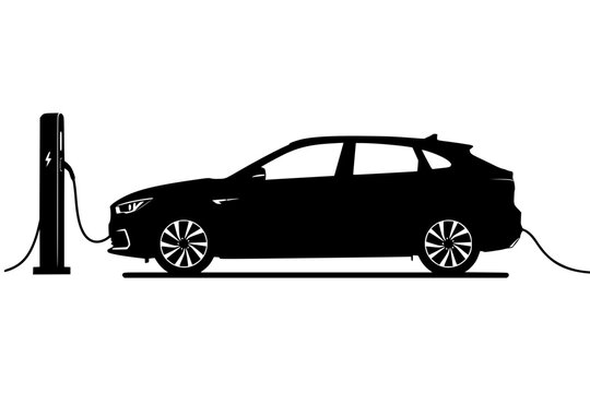 black electric car charging station clip art preview