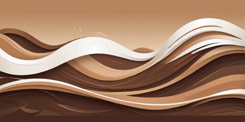 Abstract artistic vector design featuring brown and orange flowing light waves on a curve pattern texture backdrop