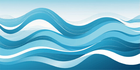 Abstract blue wave vector background design with flowing liquid lines and light color pattern