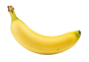 Ripe yellow banana isolated on transparent background, tropical fruit rich in potassium for healthy eating and snack
