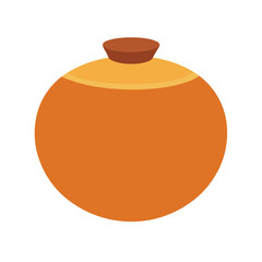 Minimal Round Pottery Jar In Flat Color