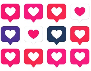 Social Media Heart Icons Collection.