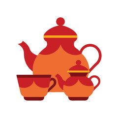 Pottery Tea Set In Traditional Asian Style