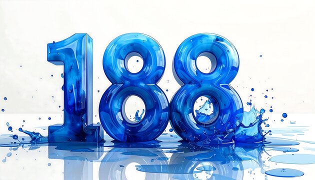 Cool blue numbers 188 in splash - Powered by Adobe