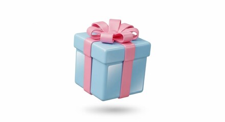 Obraz premium Gift Box with Ribbon: A beautifully rendered gift box, wrapped in a delicate ribbon, presents a sense of anticipation and joy.