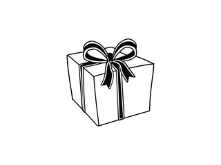 Gift Box Line Art Icon – Black Outline vector