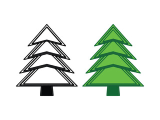 Minimal Christmas Tree Line Art Vector