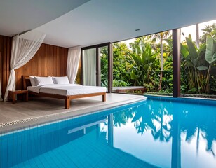 Luxury Indoor Pool with Sunbed Area.