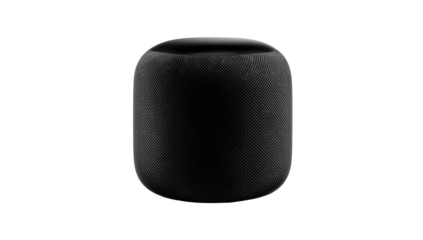 Black, round, textured speaker