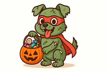 Obraz premium Cute Zombie Dog Trick or Treating