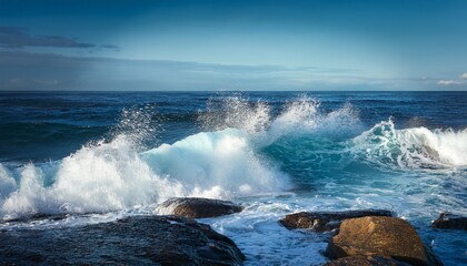 Obraz premium sea waves waves breaking on the coast background
