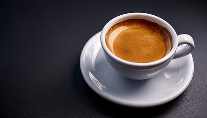 Fototapeta premium cup of espresso coffee on dark table background close up