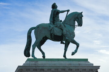 Obraz premium Ritterfigur und Reiterstandbild von Friedrich V. in Kopenhagen