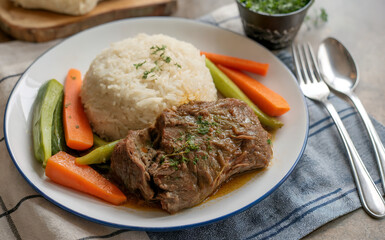 Bosnia and Herzegovina cuisine - Kadayif - Djuvech - stewed beef with vegetables and rice.