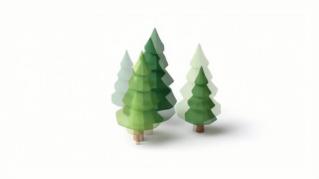 Low-Poly Evergreen Trees: 3D Animated Forest Scene - Powered by Adobe