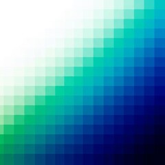 Pixelated gradient from white to blue and green.