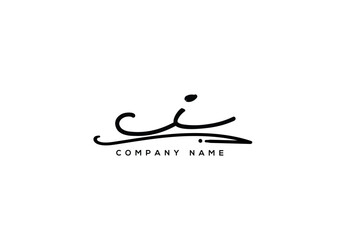 CI  Luxury Elegant Signature Style Cursive Script Logo Design for Branding and Identity.
