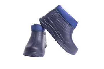 Pair of blue waterproof rubber rain boots