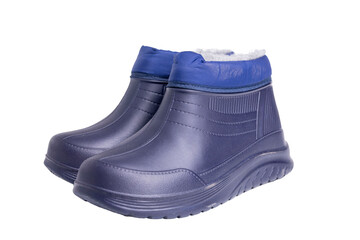 Blue waterproof insulated rubber boots for gardening