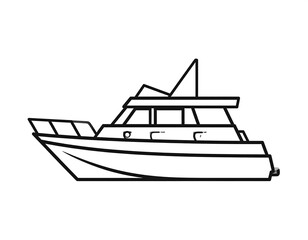 Naklejka premium Elegant Motor Yacht Silhouette Illustration.