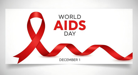 December 1 World AIDS Day Red Ribbon Graphic Design