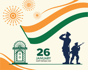 Celebrating India Republic Day with Soldiers and National Flag Illustration of Patriotic Holiday