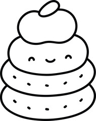 Wedding Cake Vector Illustration with Cream Cherry and Strawberry Decoration