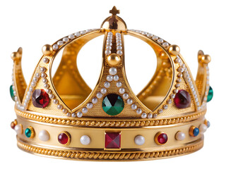  crown with jewels and pearls isolated on a transparent background .PNG